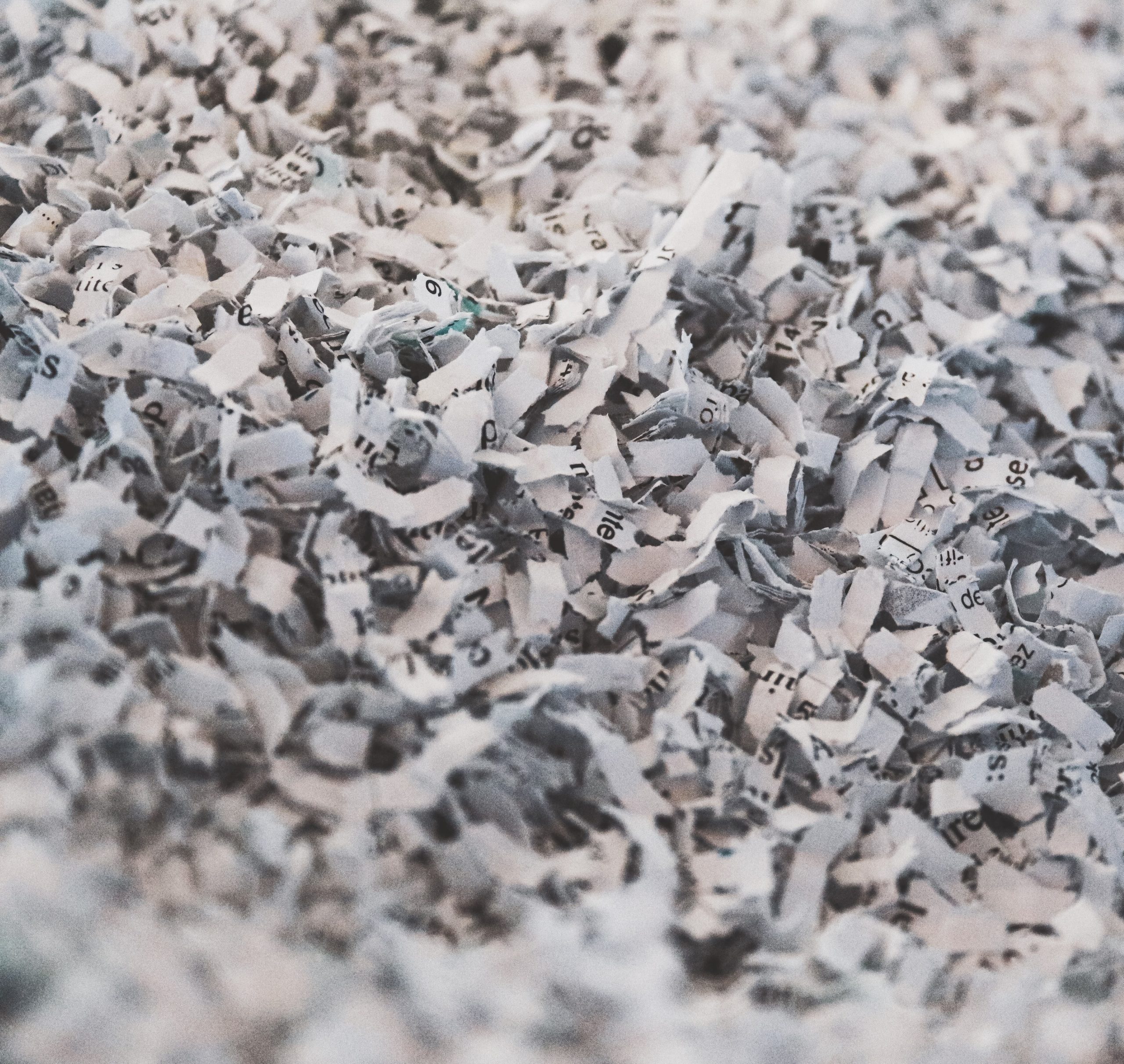 A macro photo of shredded document papers
